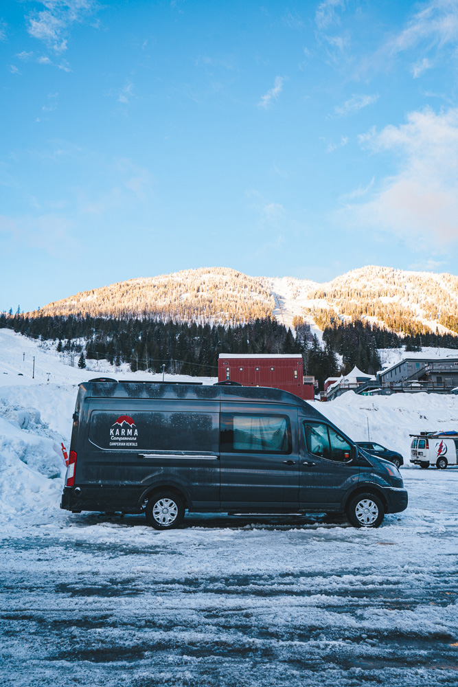 Karma Campervan parked at a ski hill